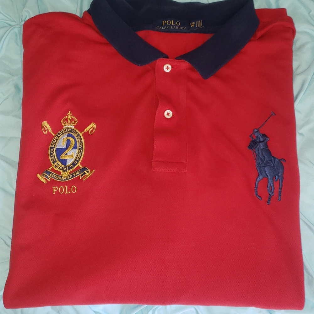 Red polo shirt